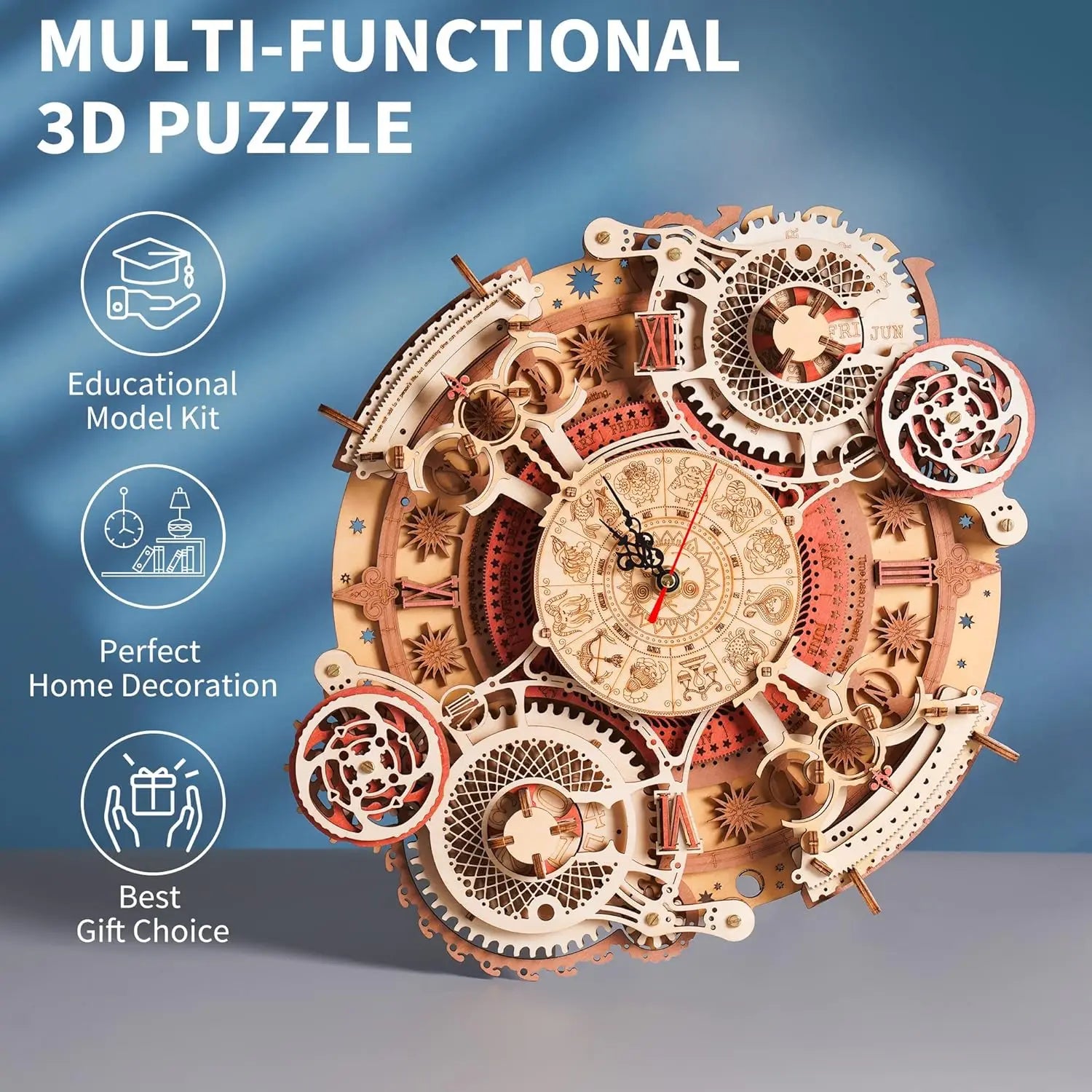 Puzzles en bois 3D DecoNooks™ Horloge Steampunk en bois