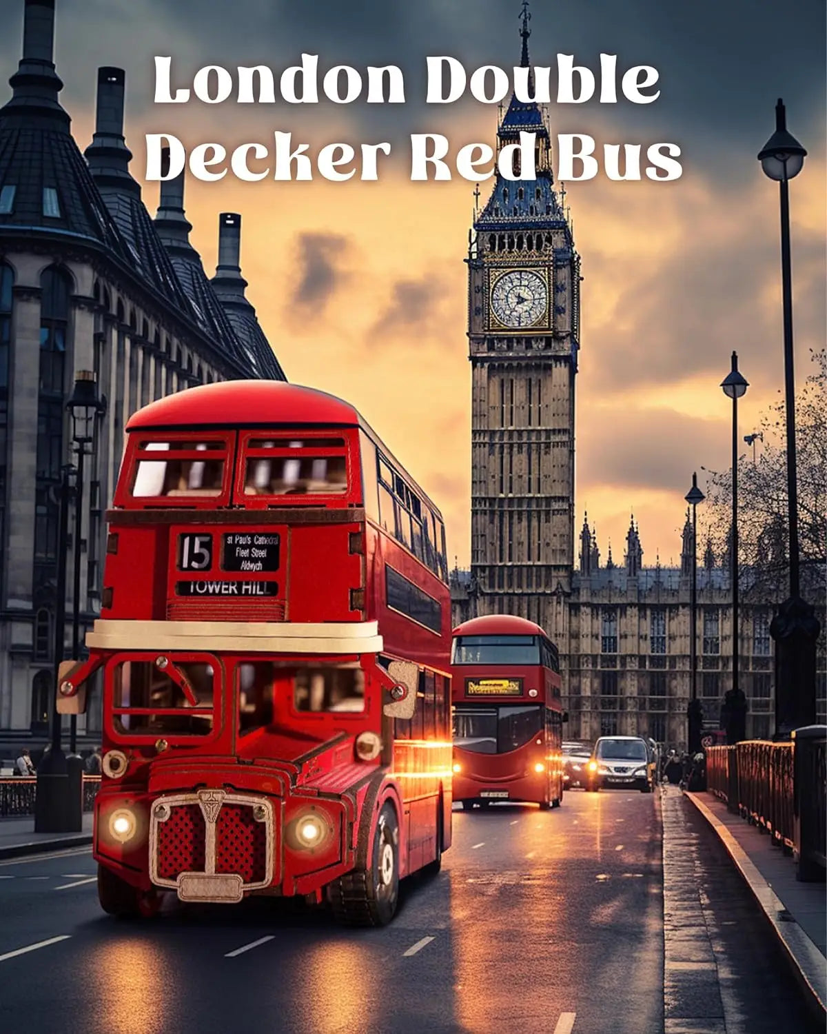 Puzzles en bois 3D DecoNooks™ Robotime Rolife London Tour Bus