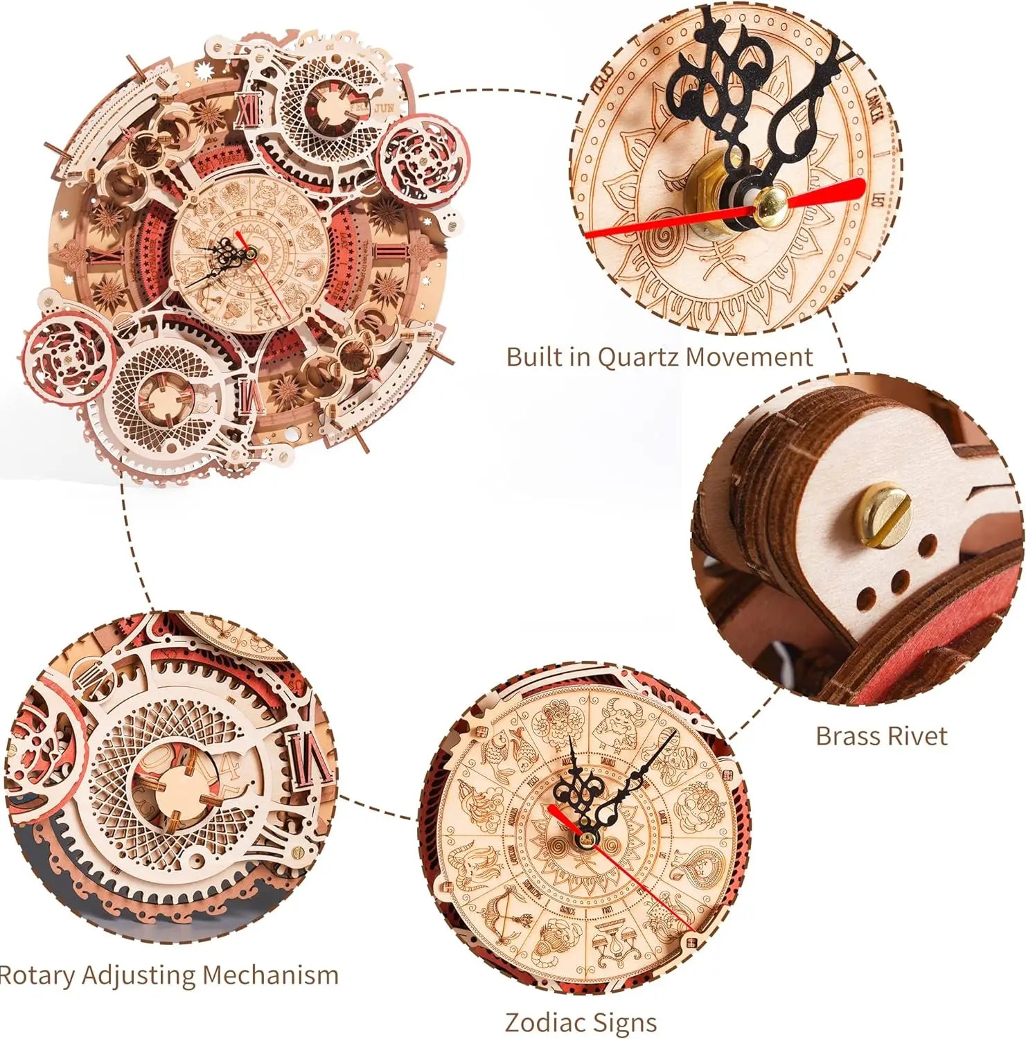 Puzzles en bois 3D DecoNooks™ Horloge Steampunk en bois