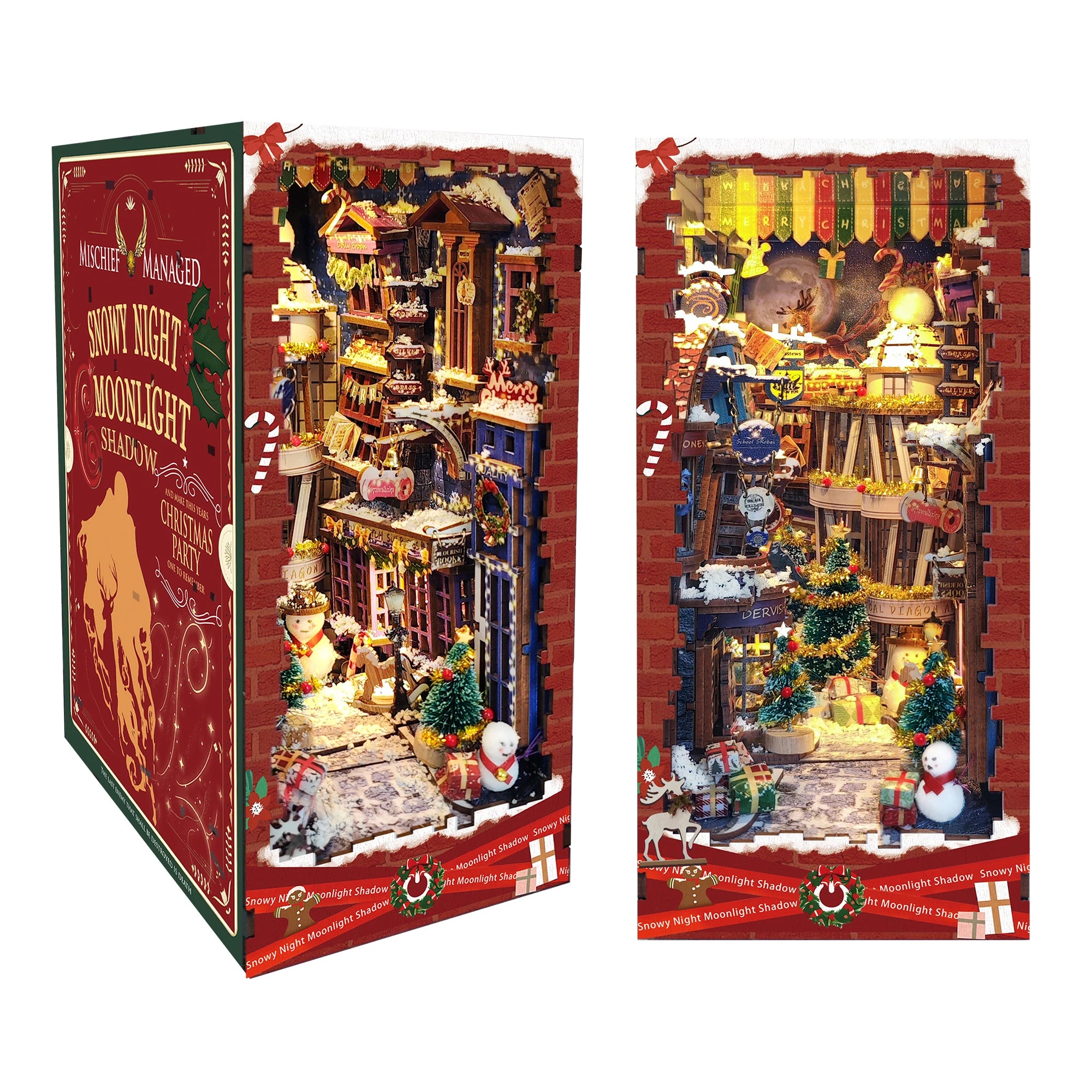 DecoNooks™Weihnachts-Bücherecke aus Holz