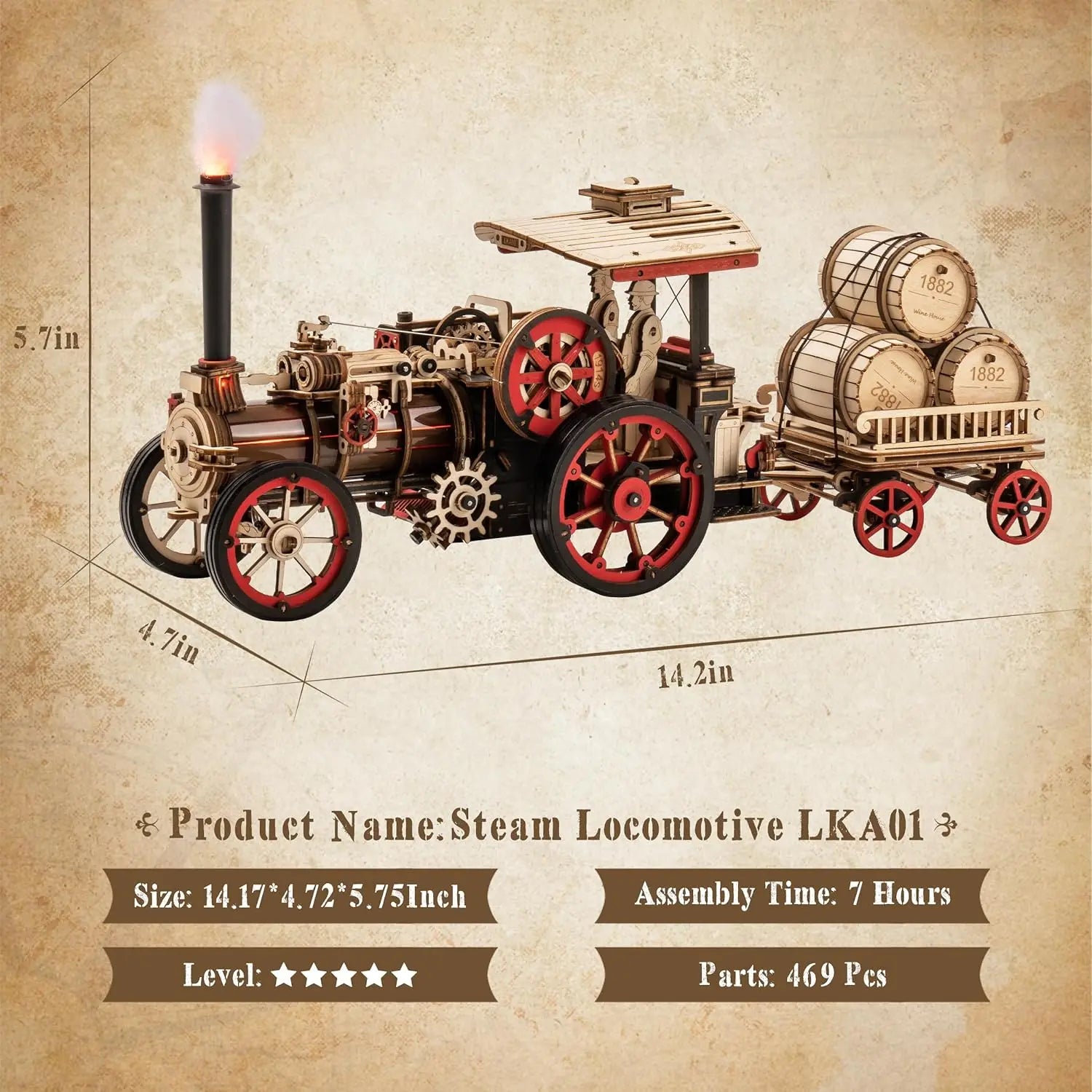 DecoNooks™3D Puzzl Mechanical Steam Locomotive