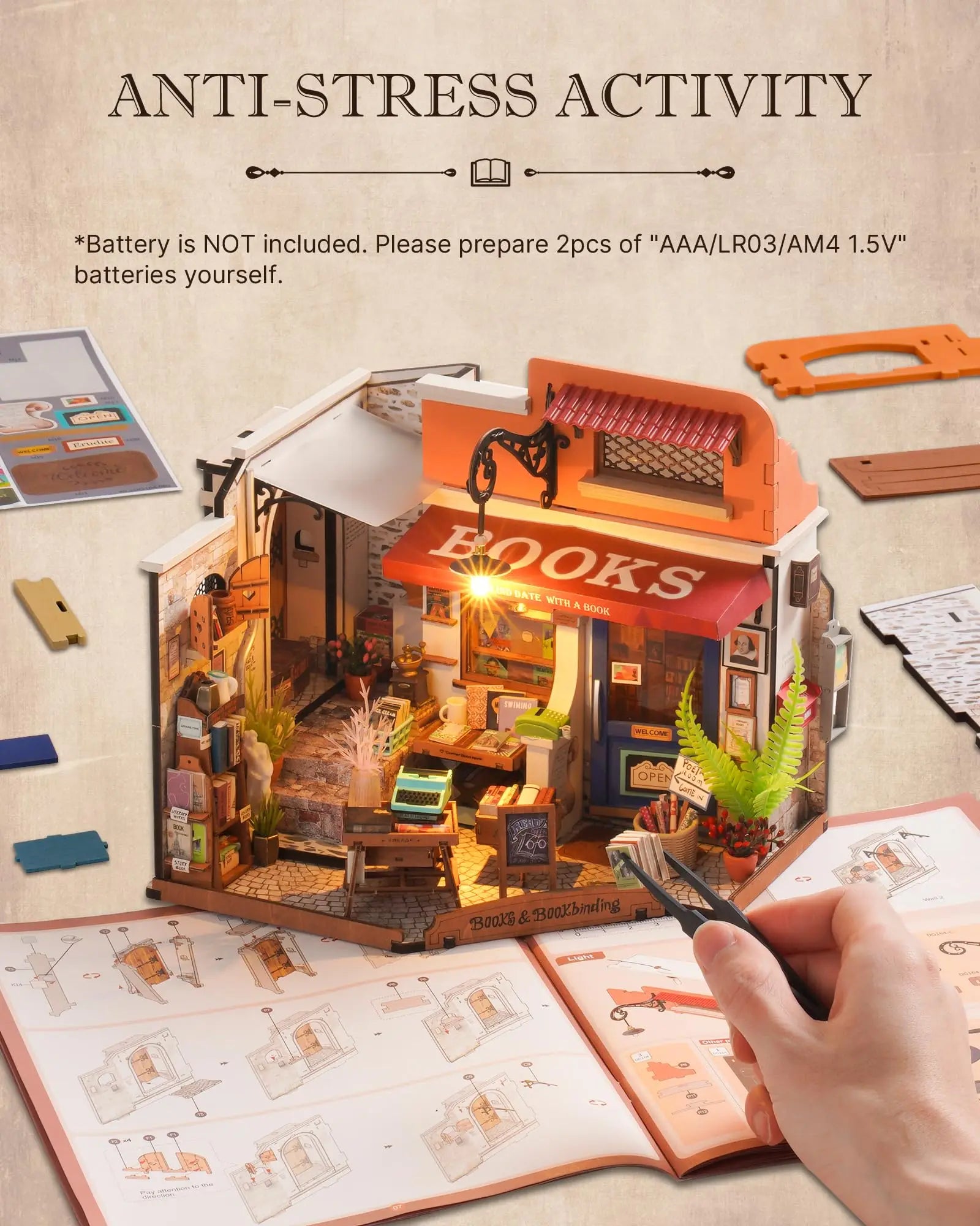 DecoNooks™Miniature House  Rolife Corner Bookstore